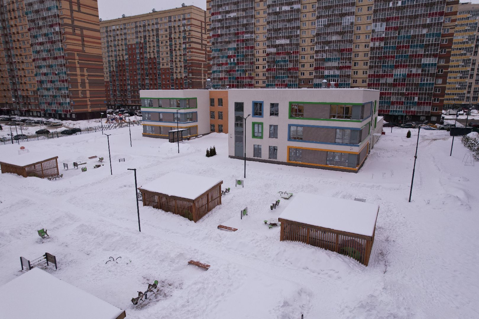 видео с коптера, детский сад,