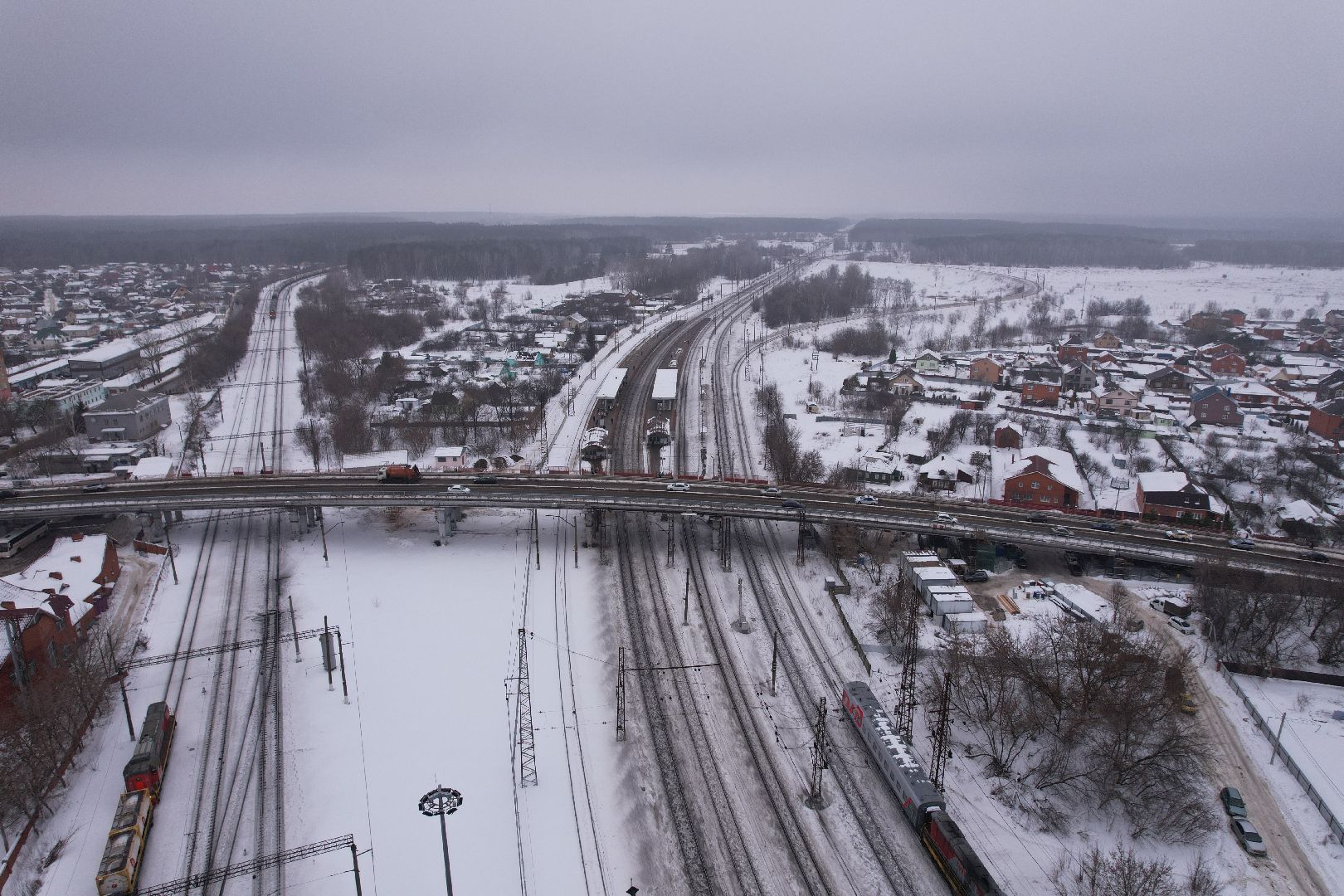 видео с коптера, путепровод 88 км,