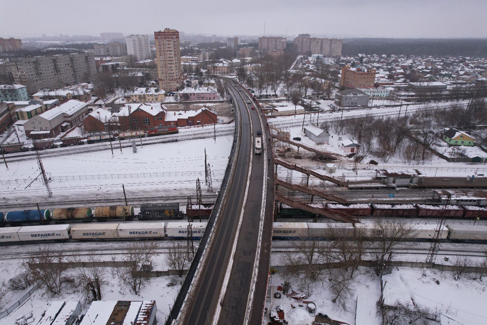 видео с коптера, путепровод 88 км,