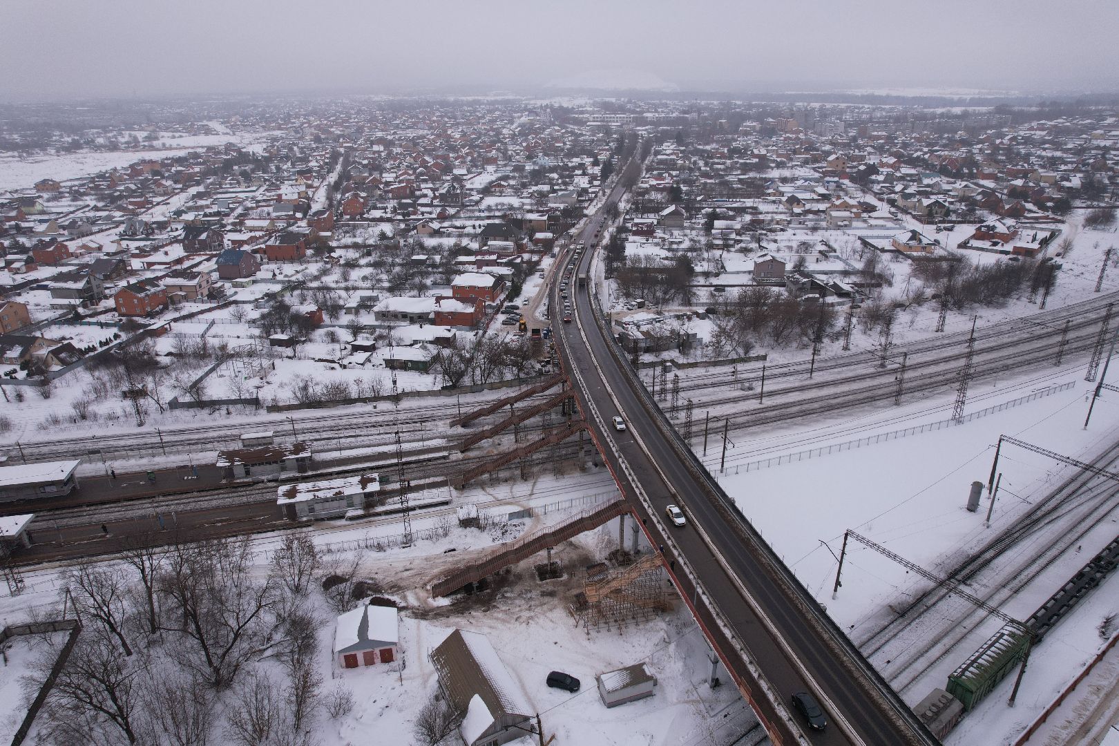 видео с коптера, путепровод 88 км,