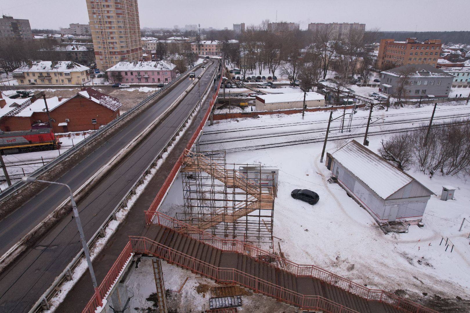 видео с коптера, путепровод 88 км,