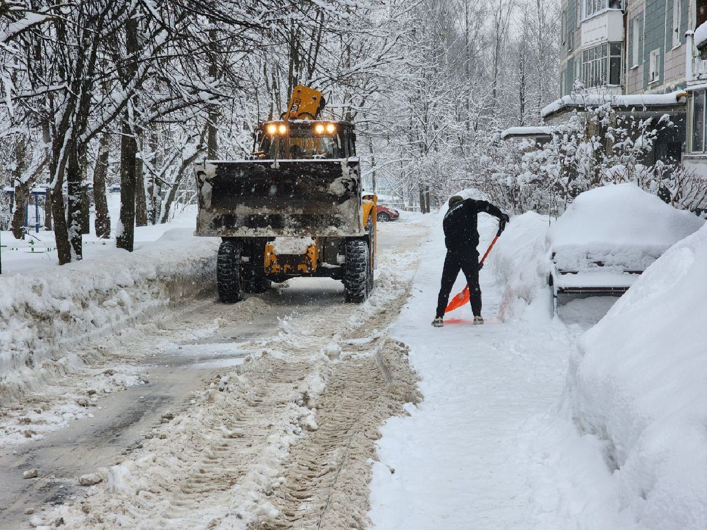 Солнечногорск, Снегопад, Уборка снега, МБУ, Рабочие,