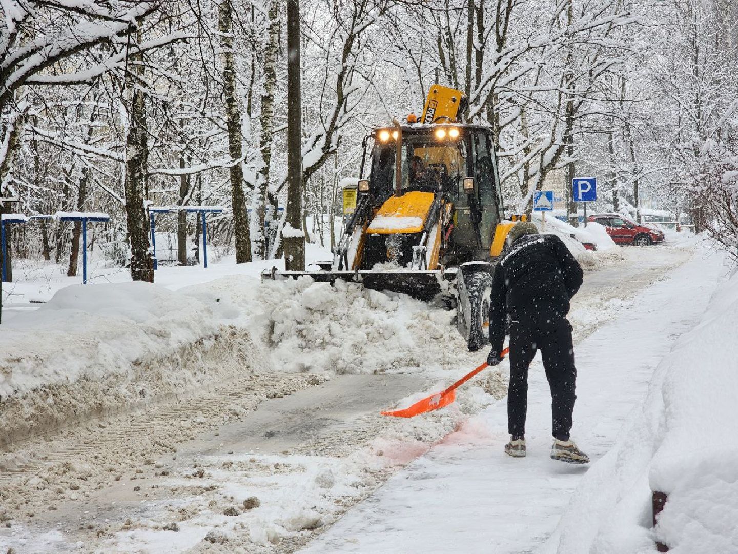 Солнечногорск, Снегопад, Уборка снега, МБУ, Рабочие,
