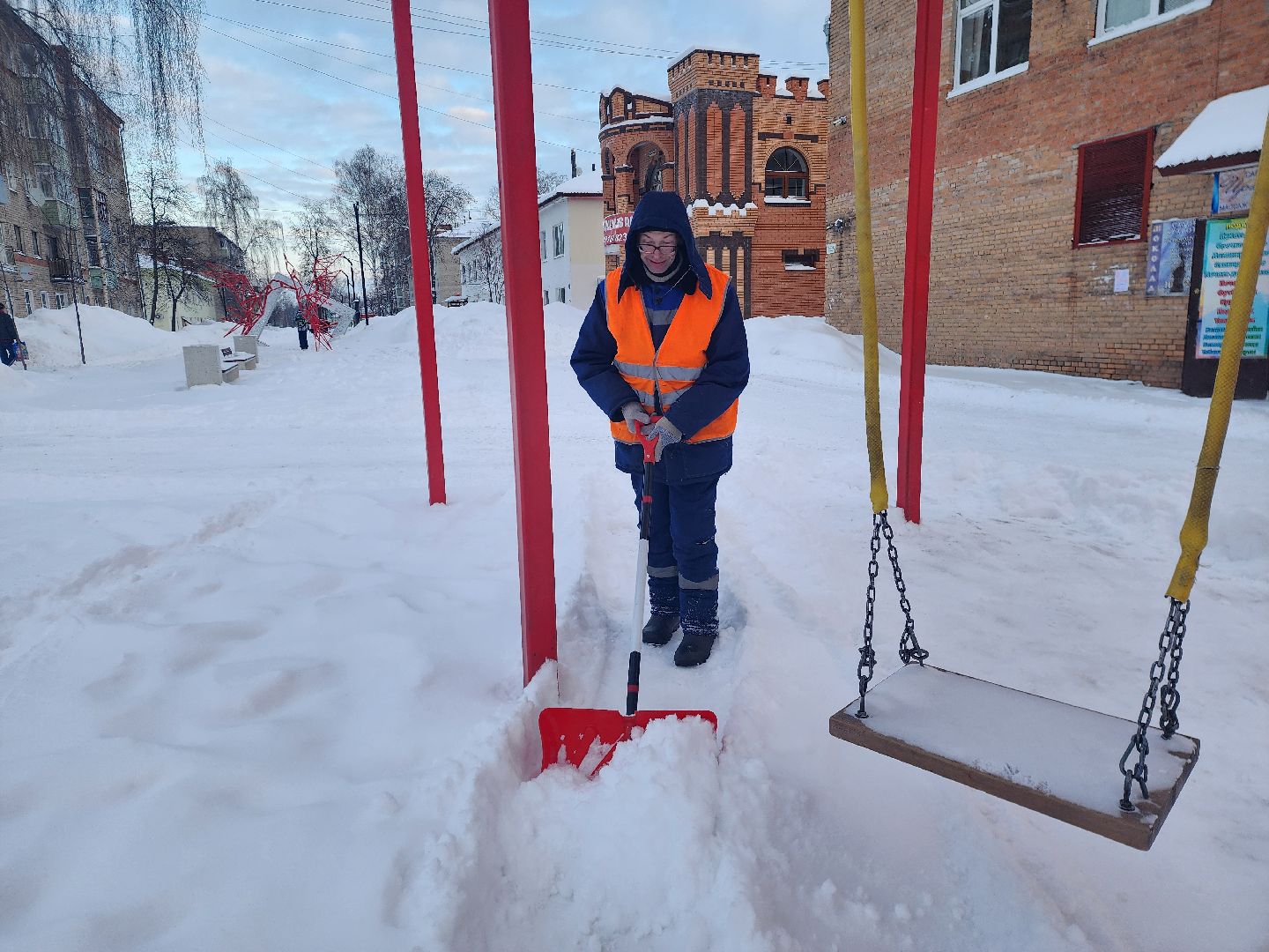 шатура, циклон ольга, уборка дворов, уборка снега,