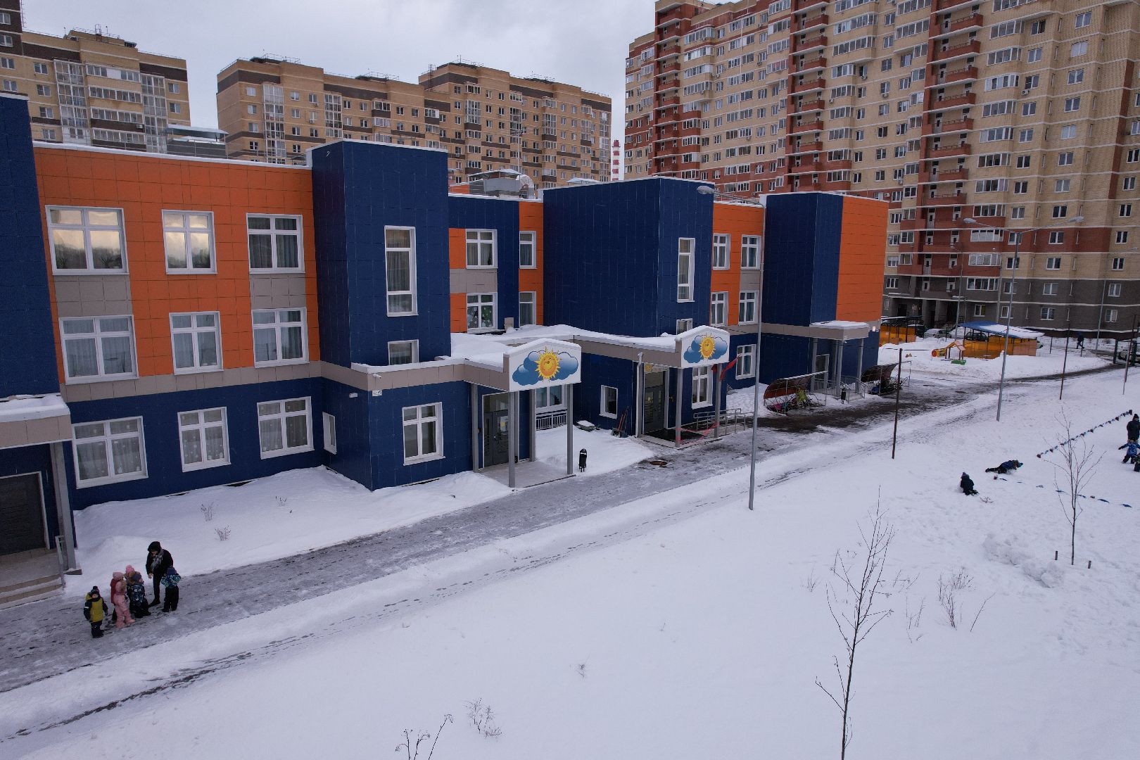 видео с коптера, детский сад,