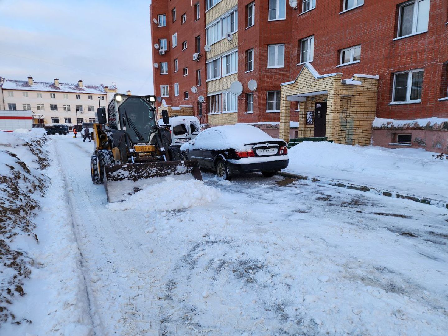 Серебряные Пруды, Циклон Ольга, снегопад, дворы, дороги,
