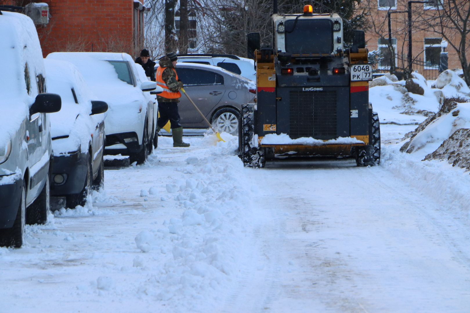 Серебряные Пруды, Циклон Ольга, снегопад, дворы, дороги,