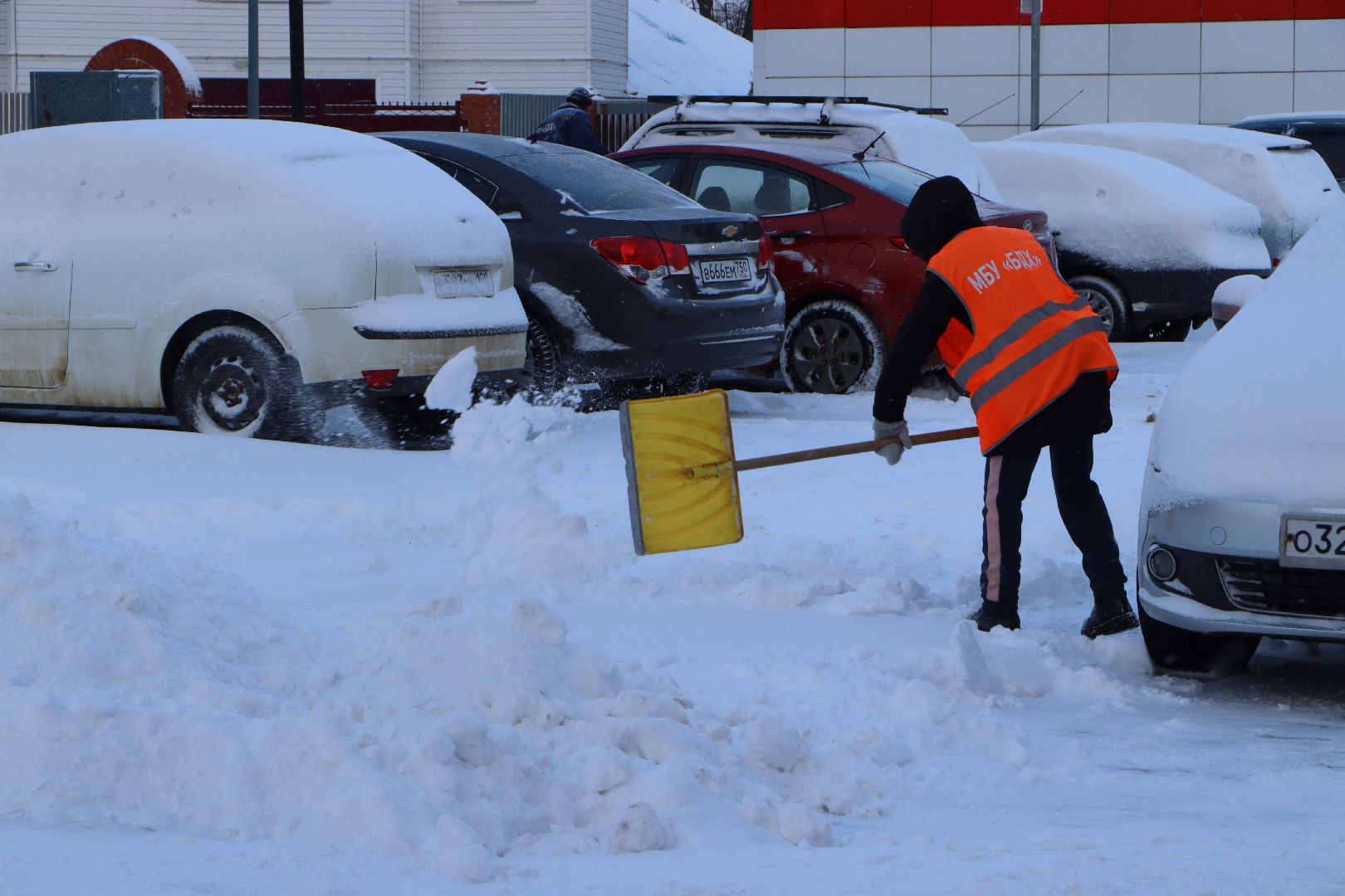 Серебряные Пруды, Циклон Ольга, снегопад, дворы, дороги,