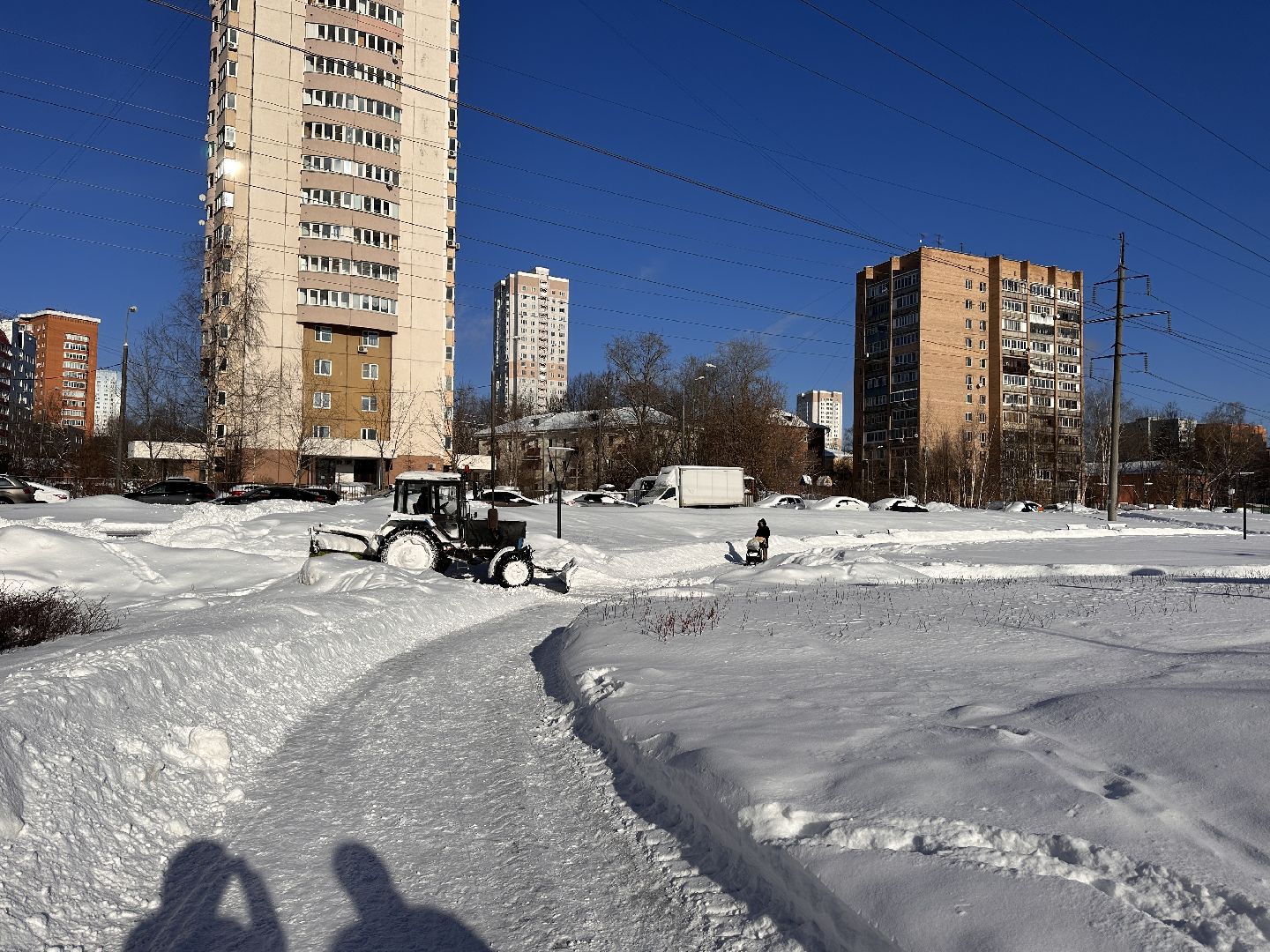 Одинцово, парк Союзный, уборка снега,