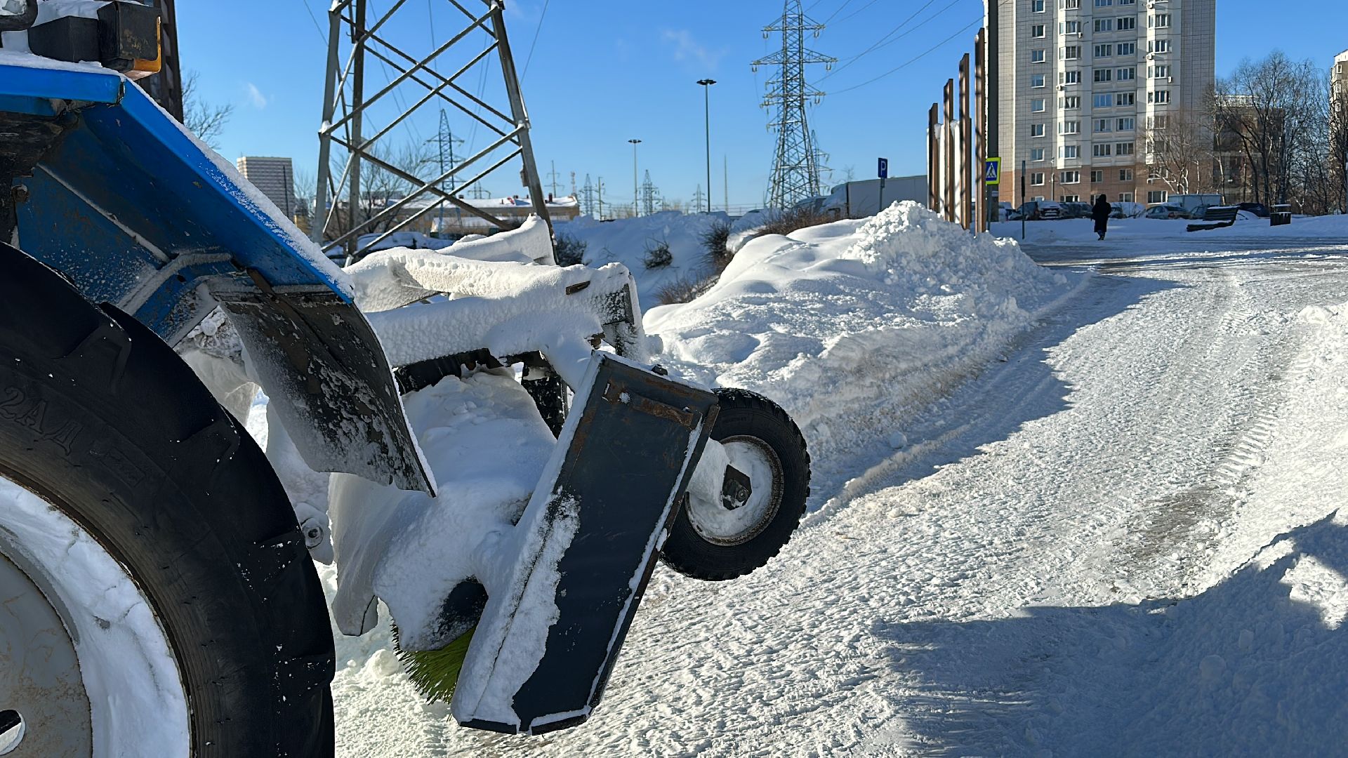 Одинцово, парк Союзный, уборка снега,