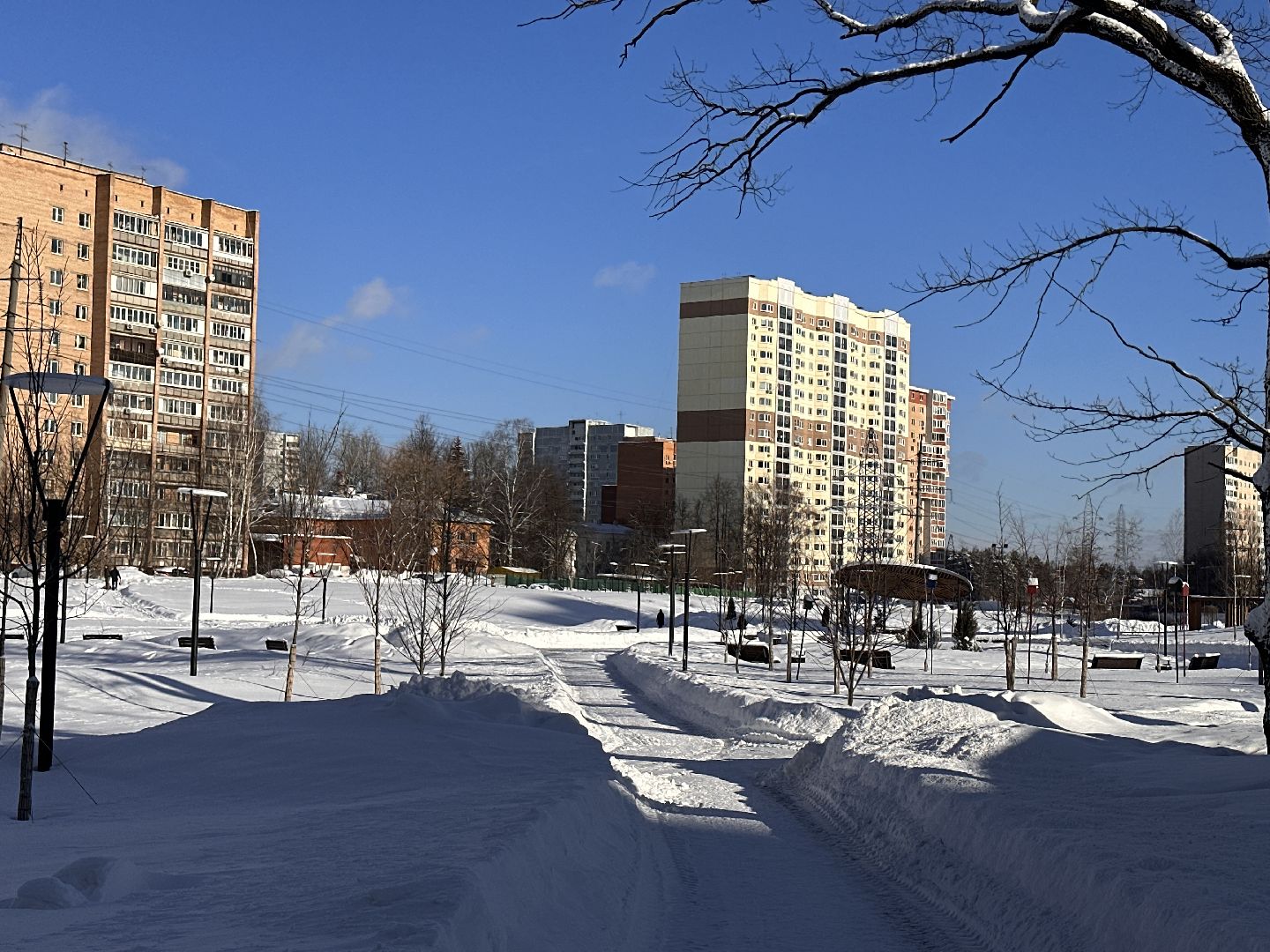 Одинцово, парк Союзный, уборка снега,