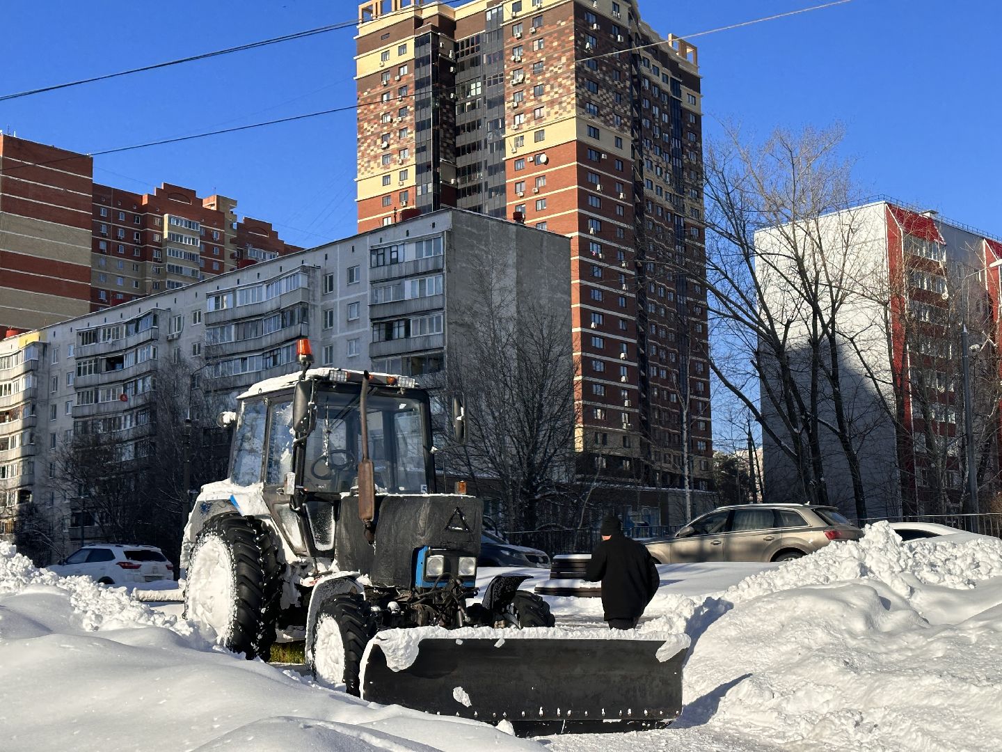 Одинцово, парк Союзный, уборка снега,
