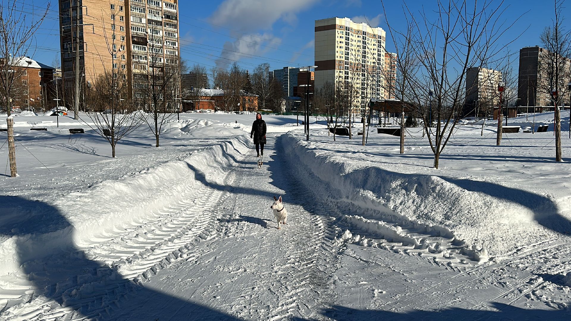 Одинцово, парк Союзный, уборка снега,