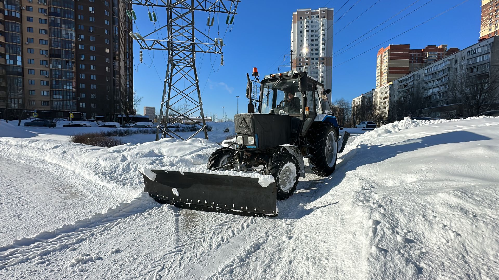 Одинцово, парк Союзный, уборка снега,
