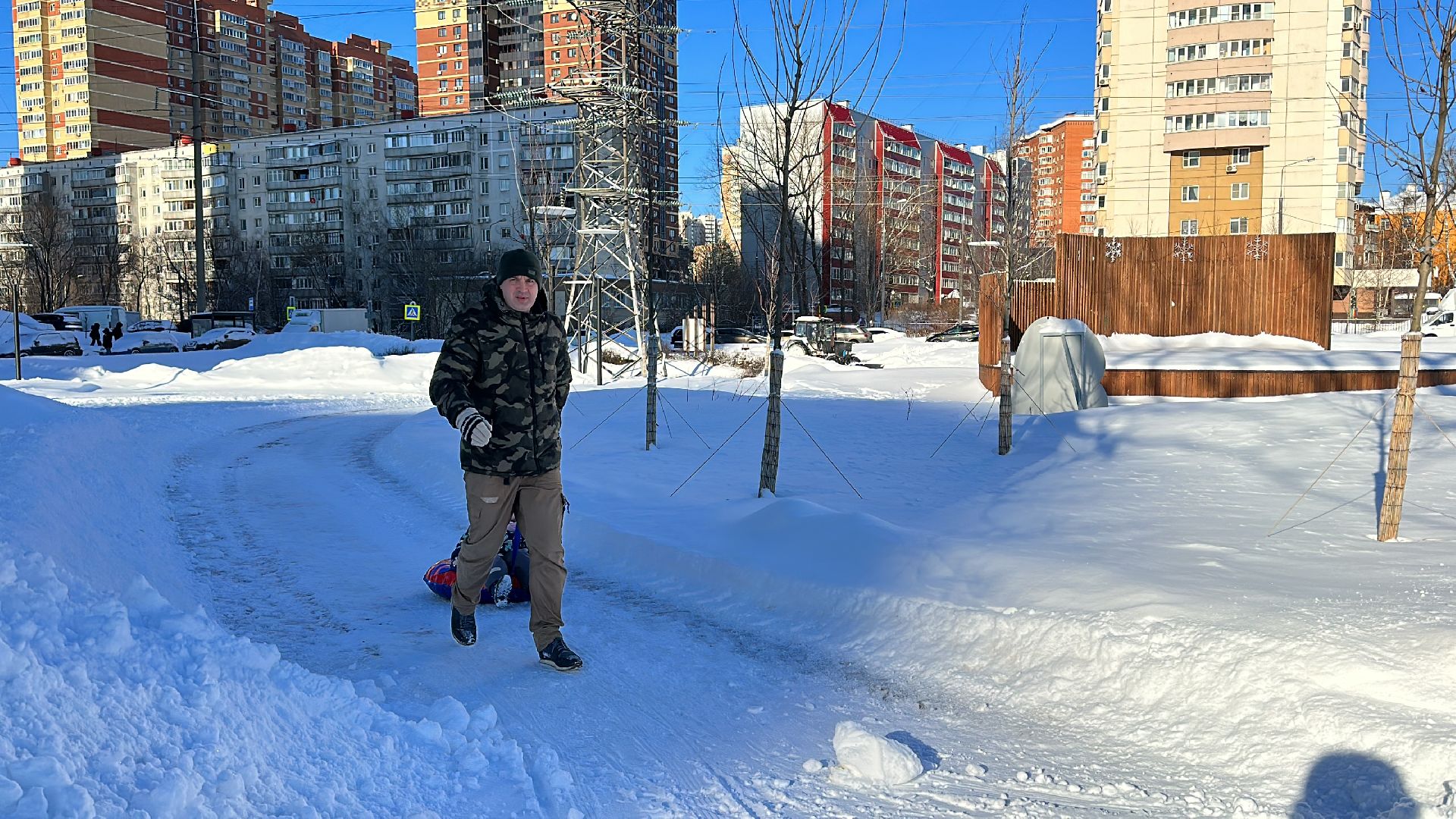 Одинцово, парк Союзный, уборка снега,