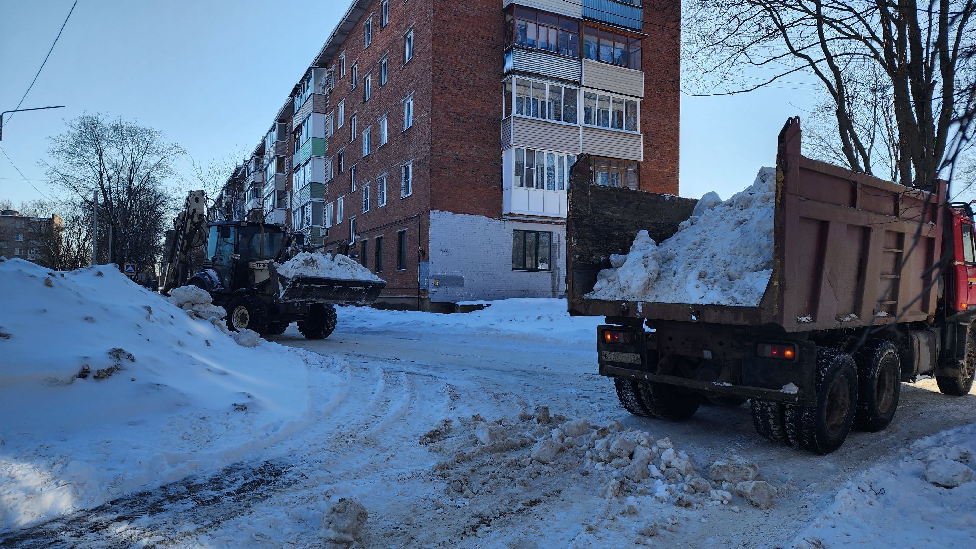 кашира, жкх, вывоз снега, уборка улиц, снегопад, трактор,