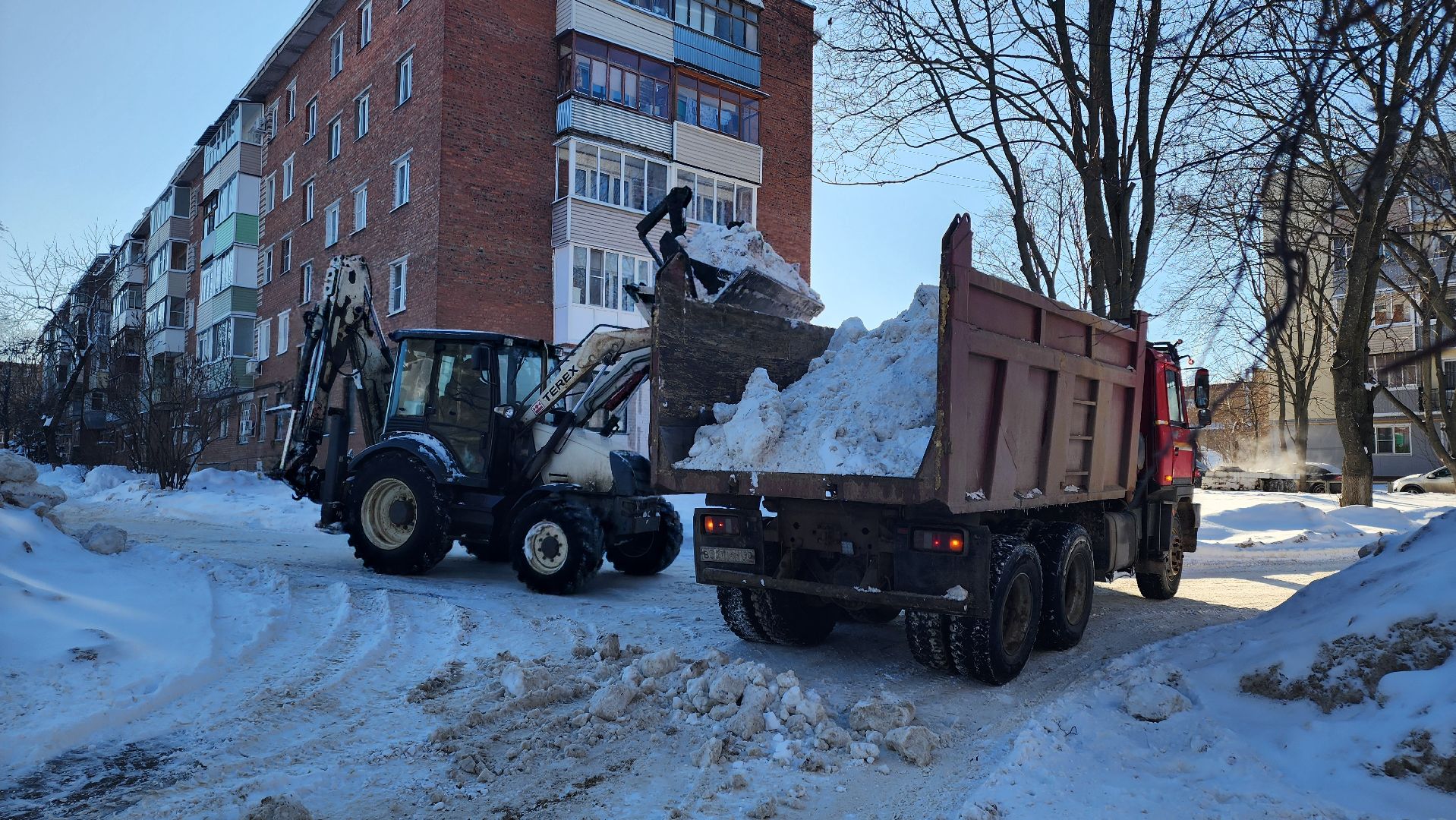 кашира, жкх, вывоз снега, уборка улиц, снегопад, трактор,