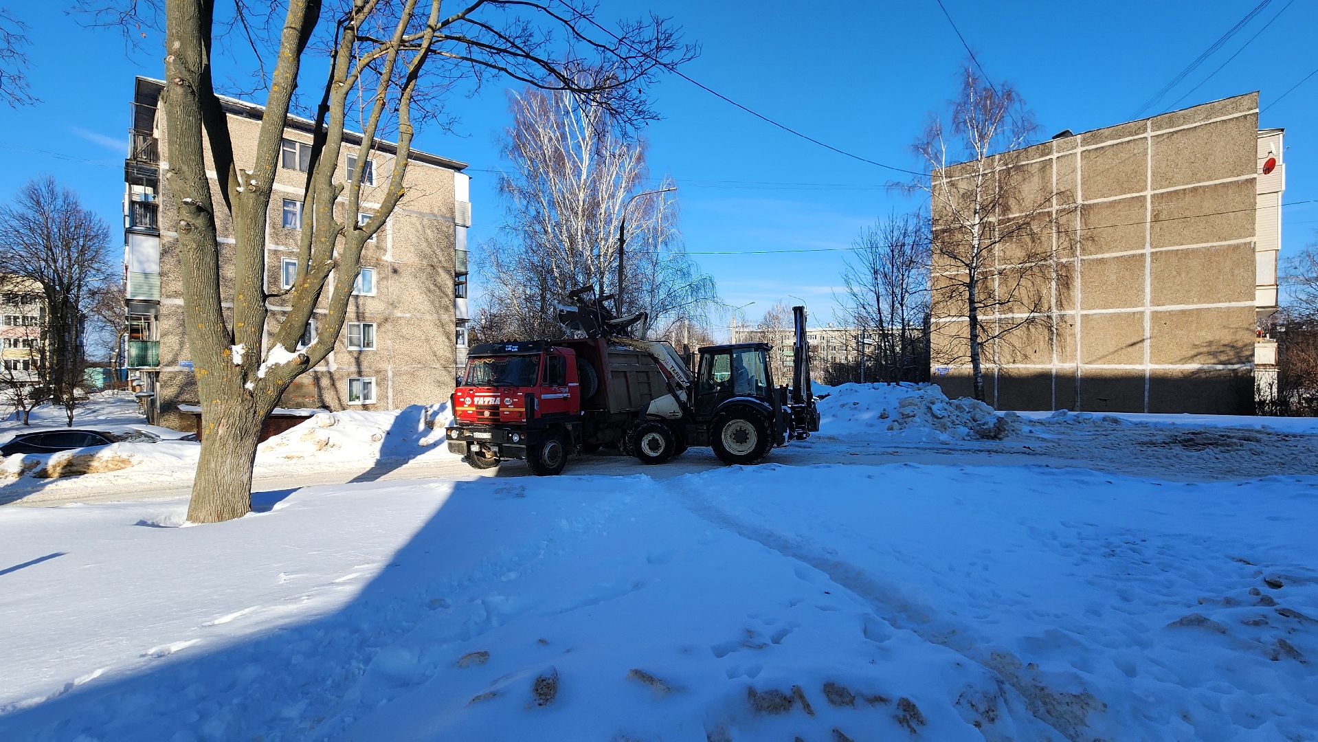кашира, жкх, вывоз снега, уборка улиц, снегопад, трактор,