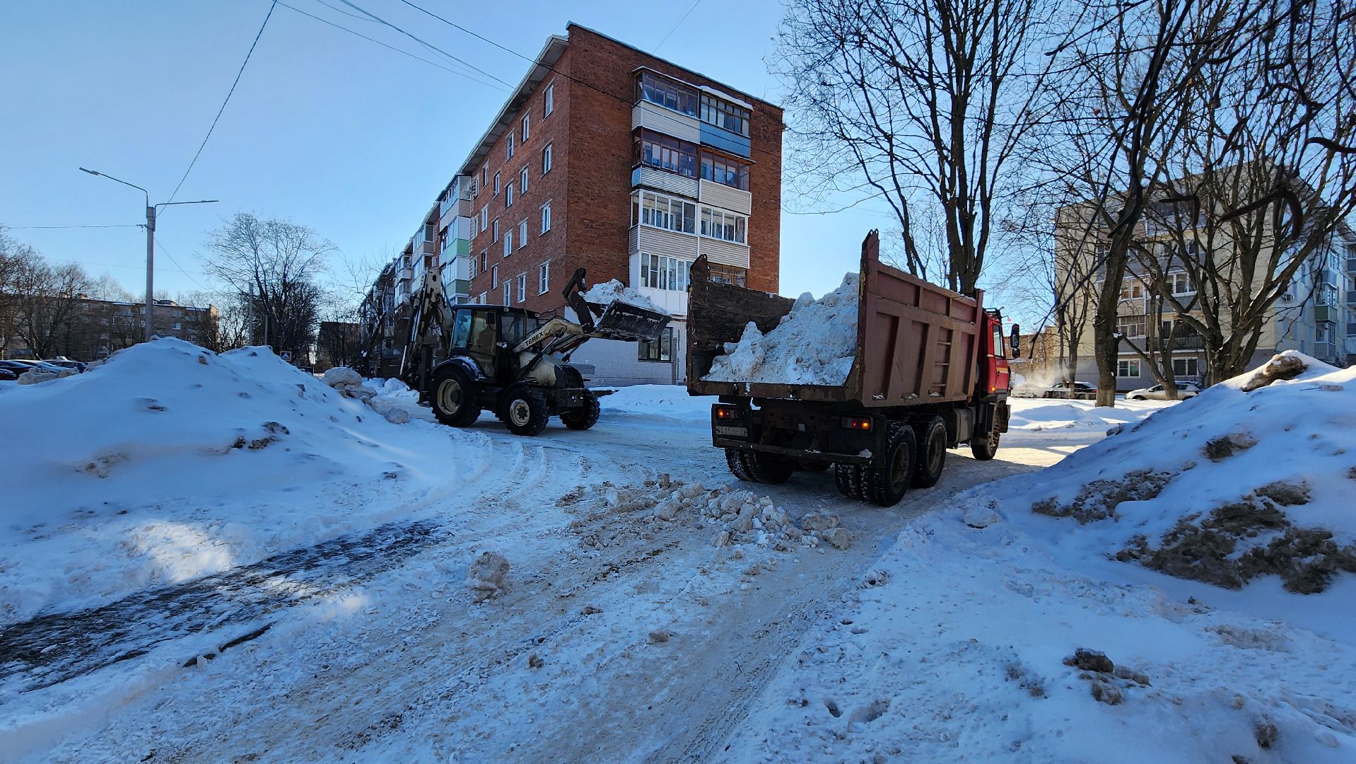 кашира, жкх, вывоз снега, уборка улиц, снегопад, трактор,