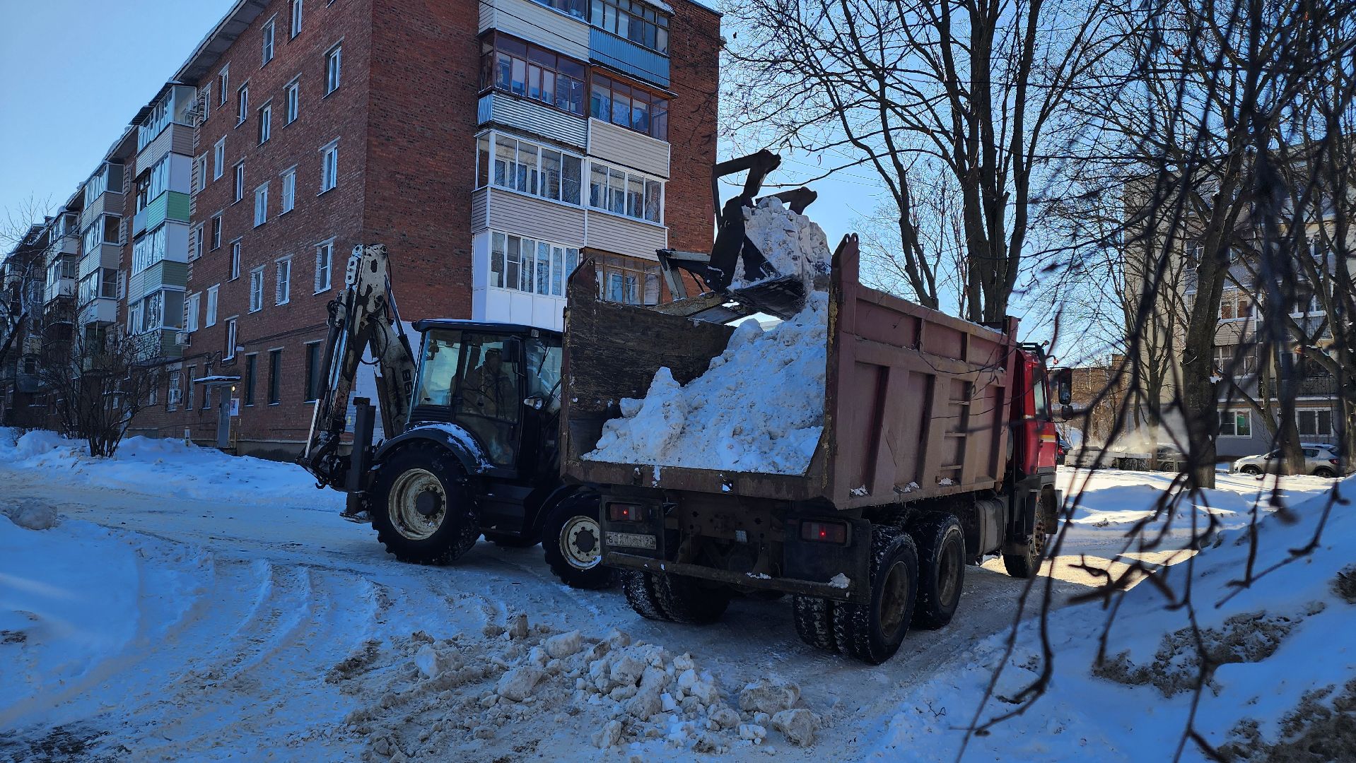 кашира, жкх, вывоз снега, уборка улиц, снегопад, трактор,