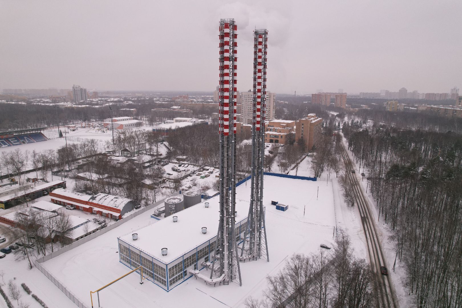 видео с коптера, Королев, котельная,