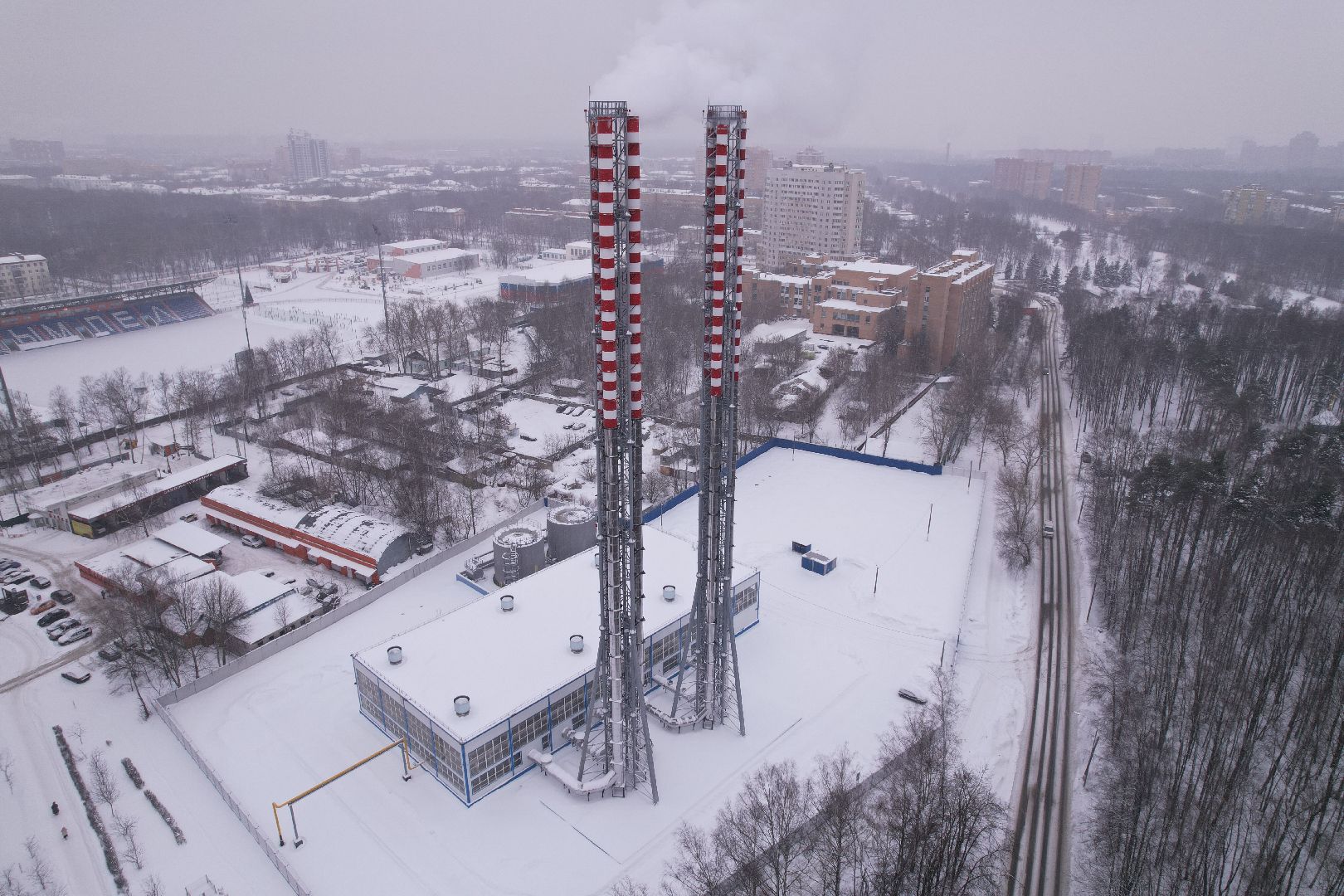 видео с коптера, Королев, котельная,