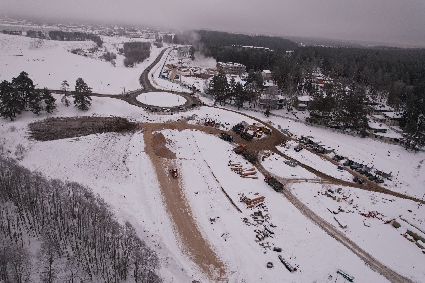 видео с коптера, дорога, истра,