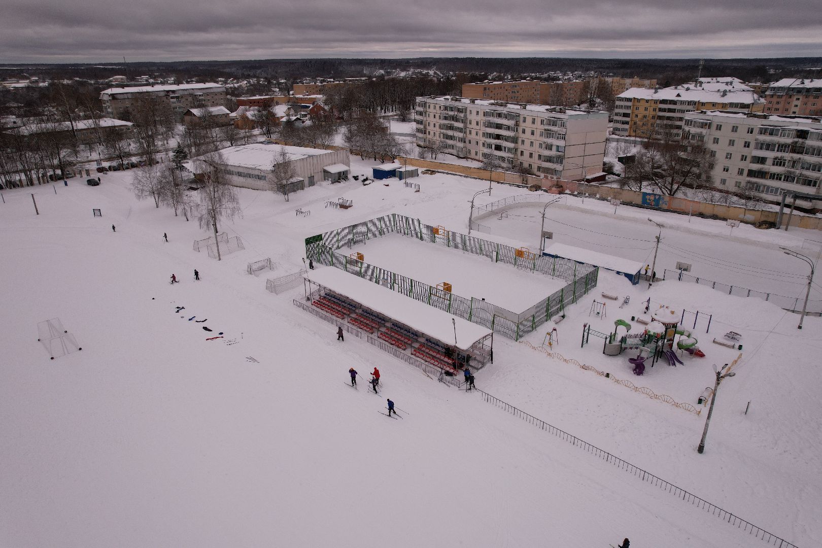 видео с коптера, стадион,