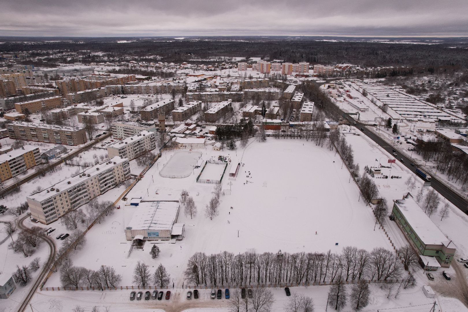 видео с коптера, стадион,