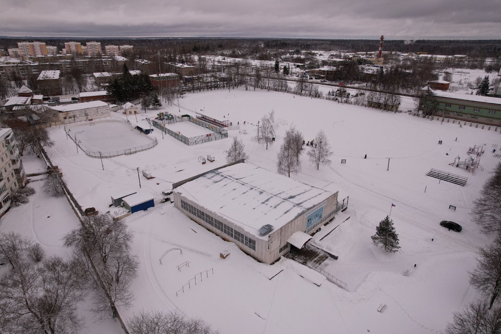 видео с коптера, стадион,