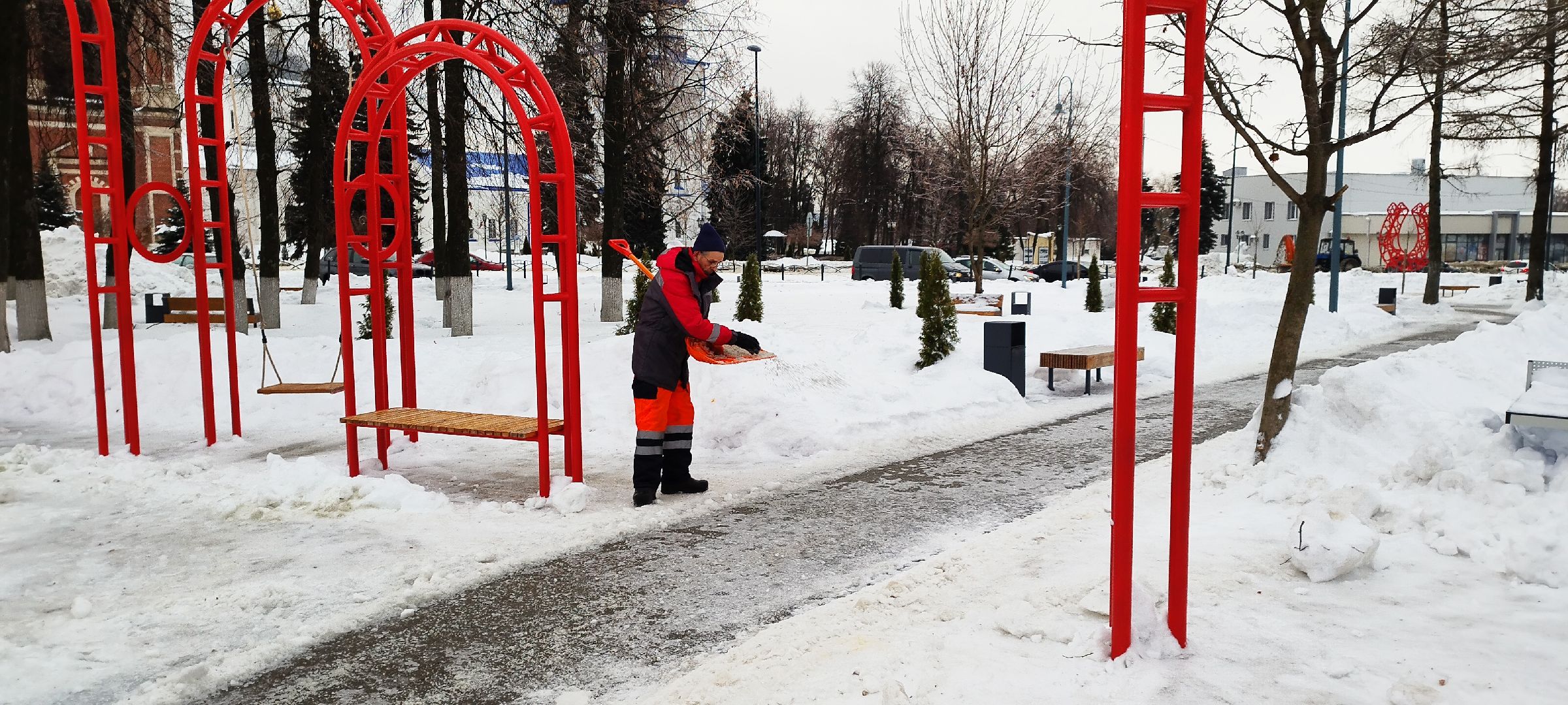 Бронницы, Площадь Тимофеева, Гололед,