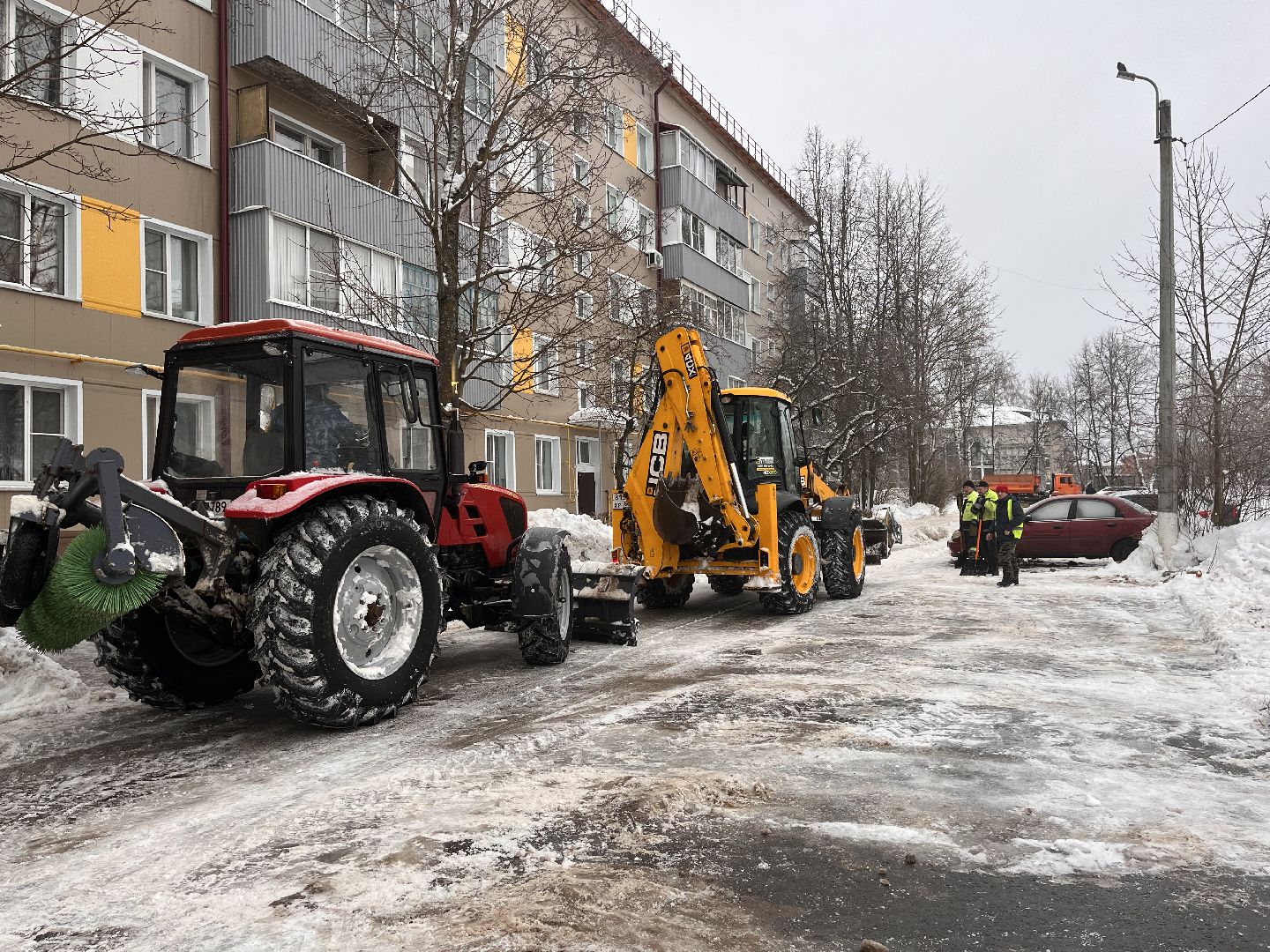 шаховская, ледяной дождь, снег, уборка снега,