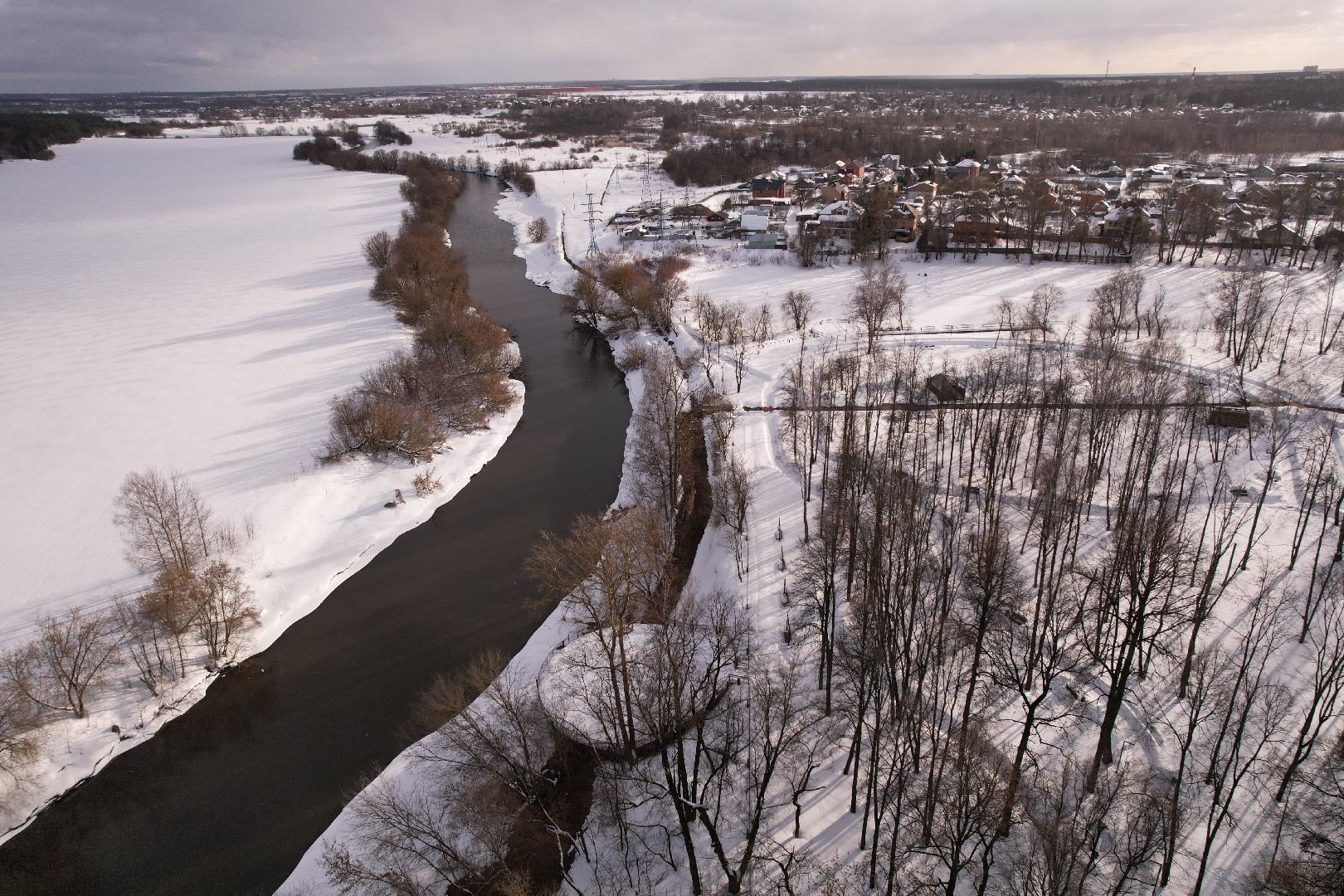 видео с коптера, парк,