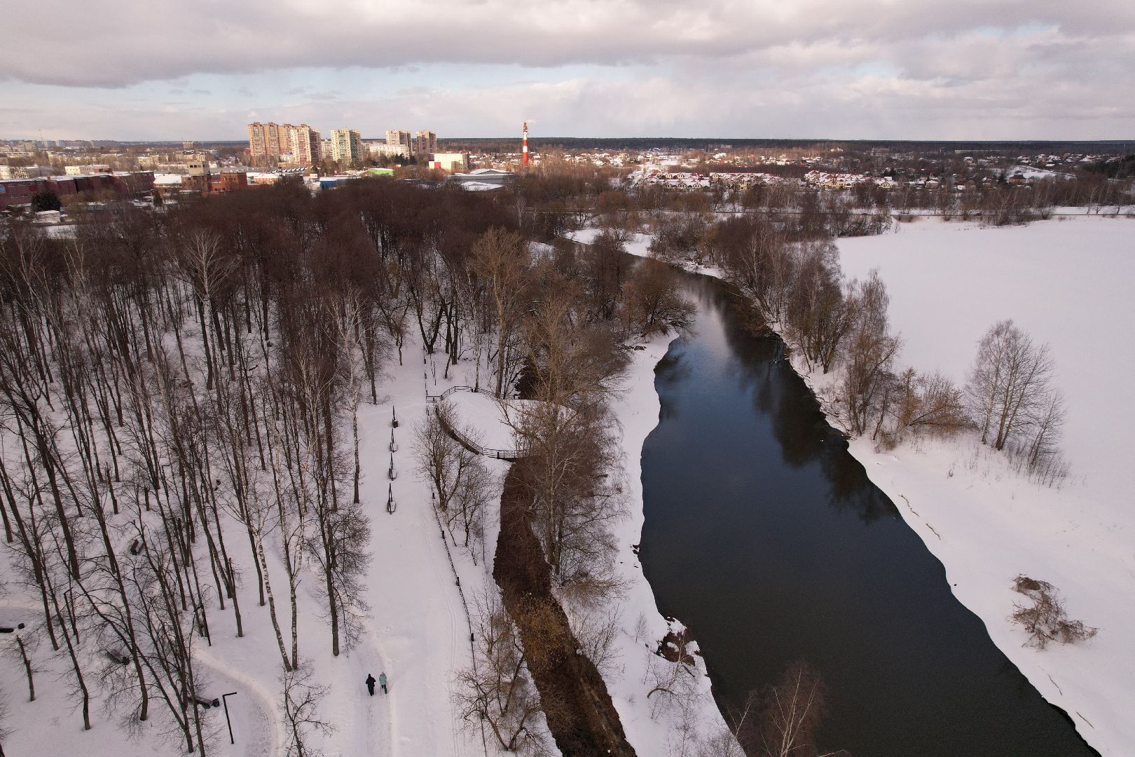 видео с коптера, парк,