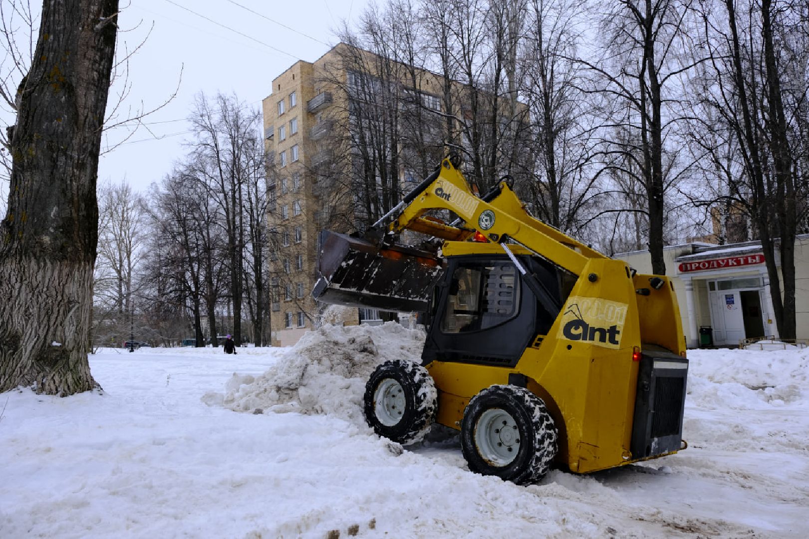 пущино, уборка, снег, снегопад,