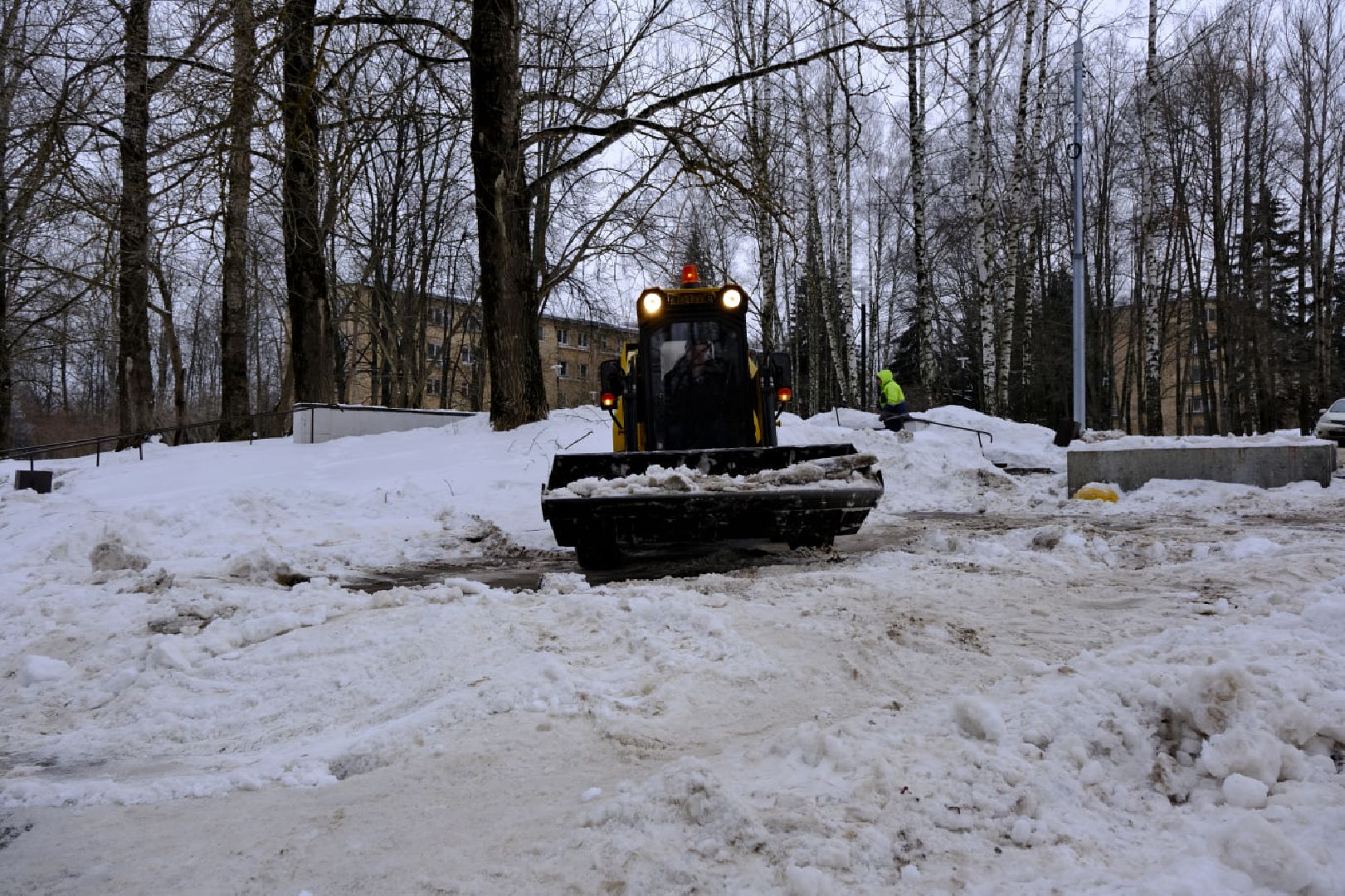 пущино, уборка, снег, снегопад,