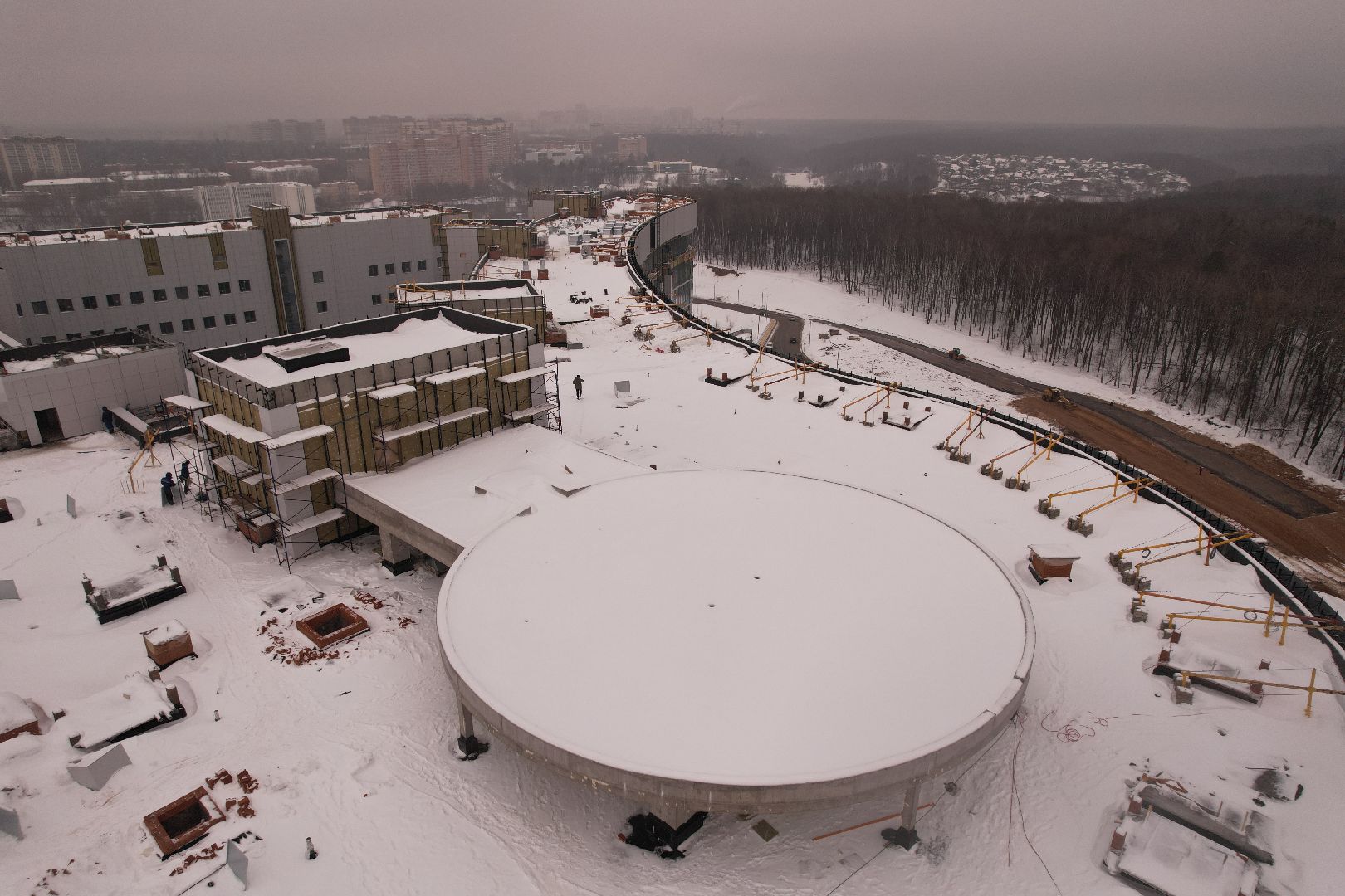 видео с коптера, красногорск, дороги, строительство,