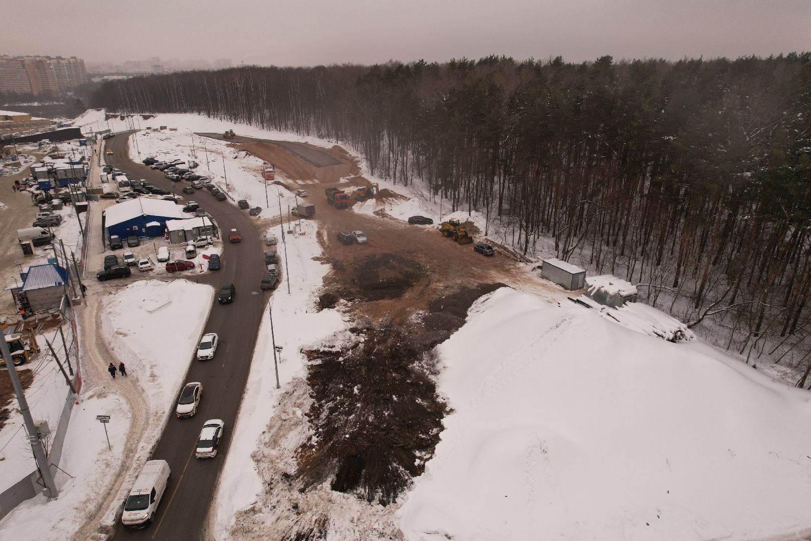 видео с коптера, красногорск, дороги, строительство,