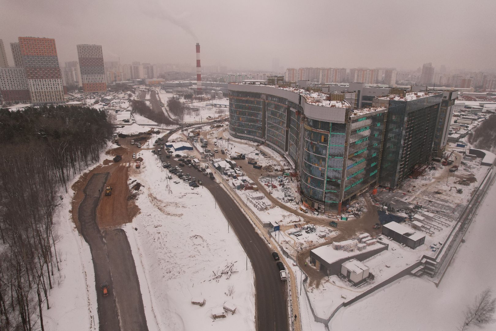 видео с коптера, красногорск, дороги, строительство,