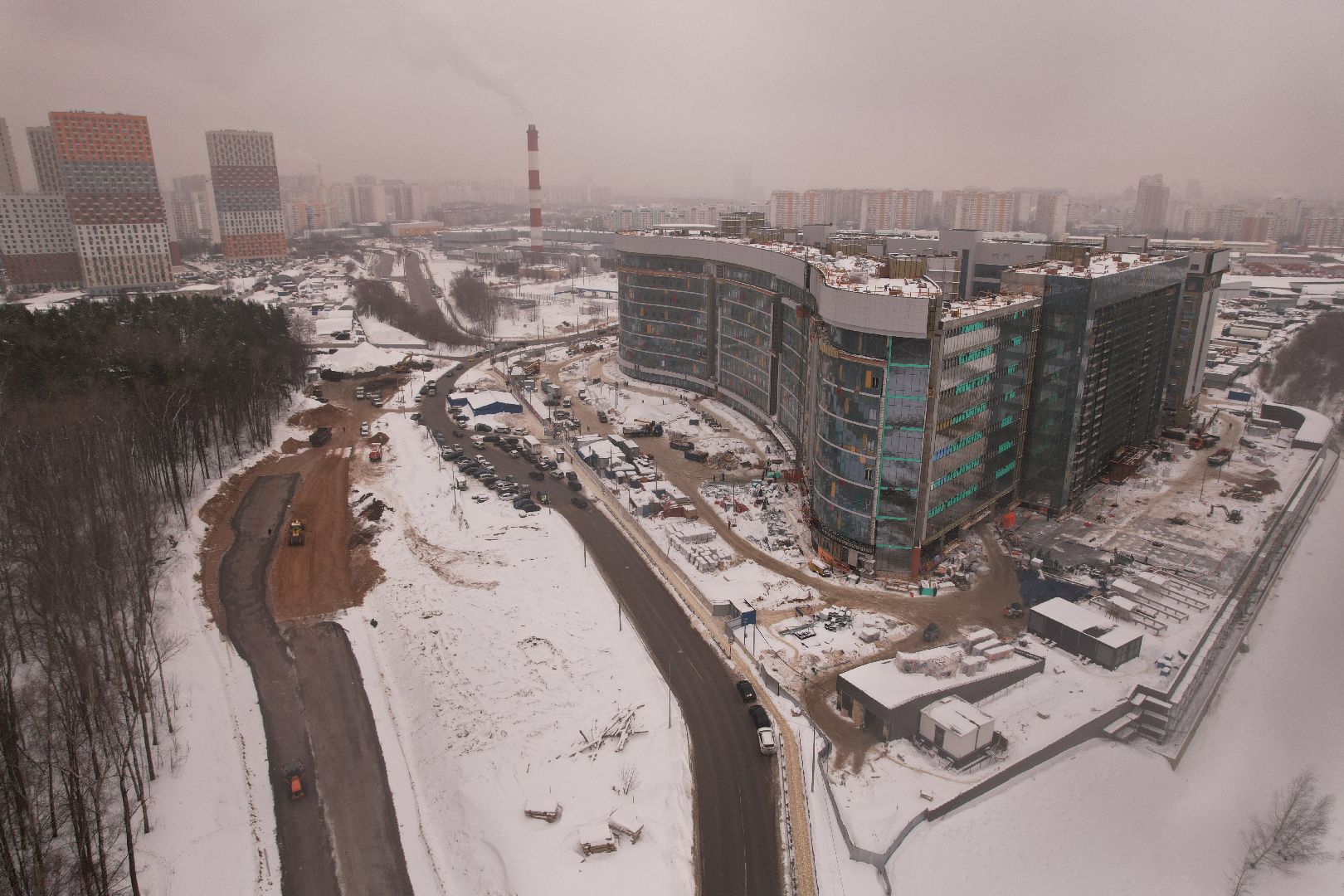 видео с коптера, красногорск, дороги, строительство,