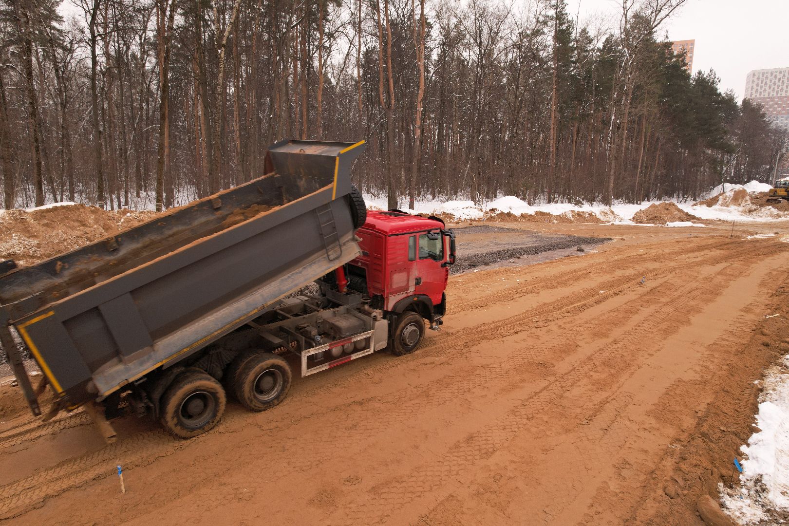 видео с коптера, красногорск, дороги, строительство,