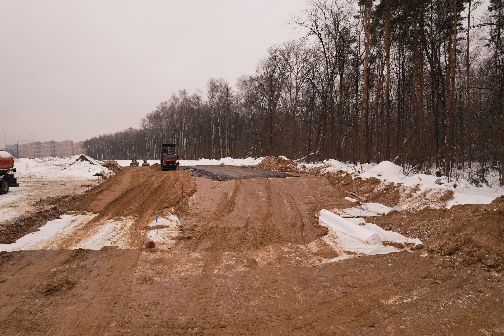 видео с коптера, красногорск, дороги, строительство,