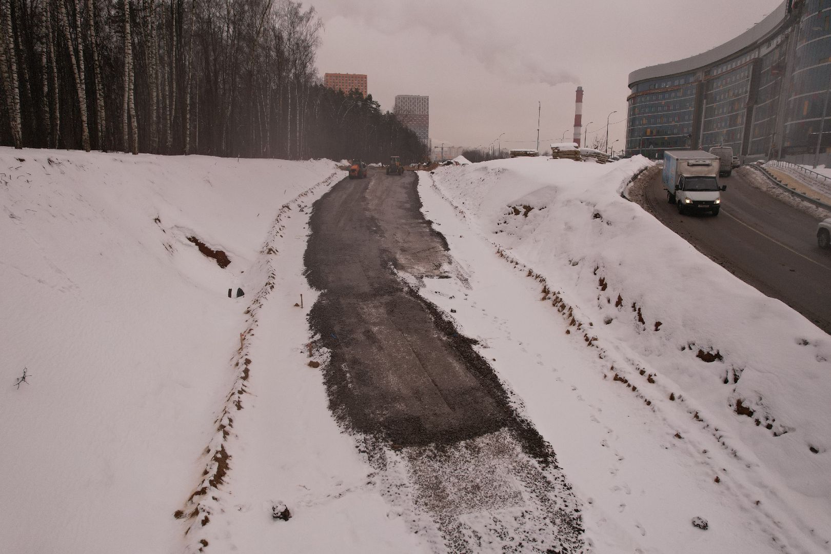 видео с коптера, красногорск, дороги, строительство,