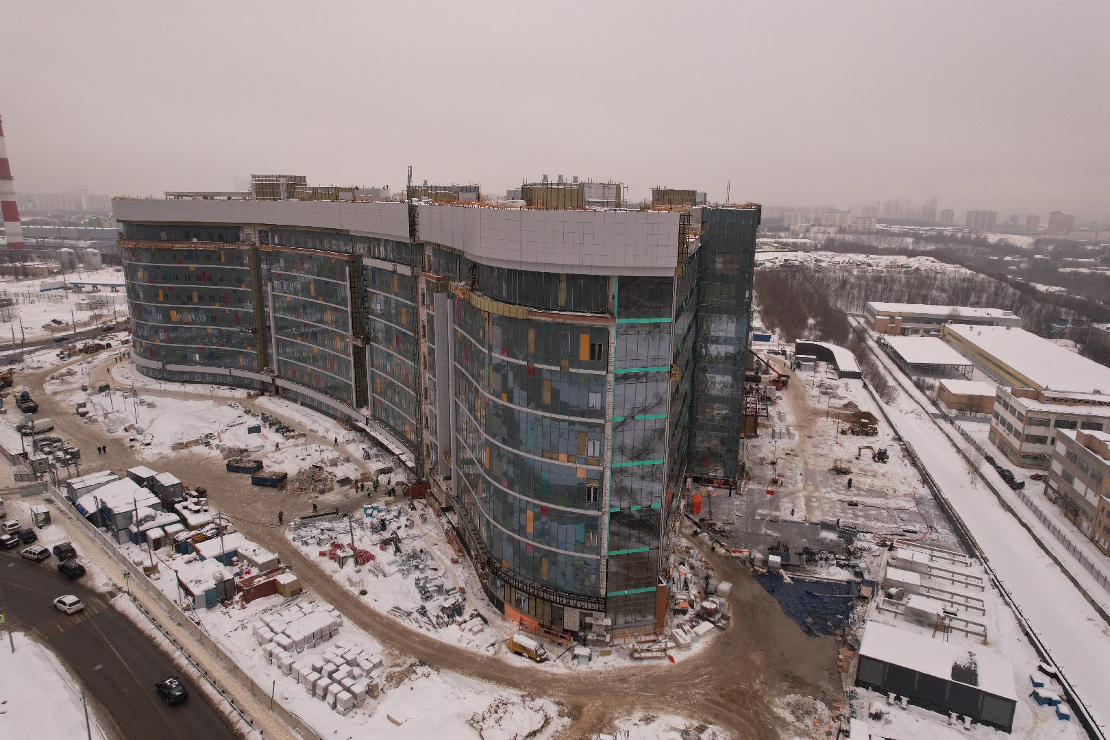 видео с коптера, красногорск, дороги, строительство,