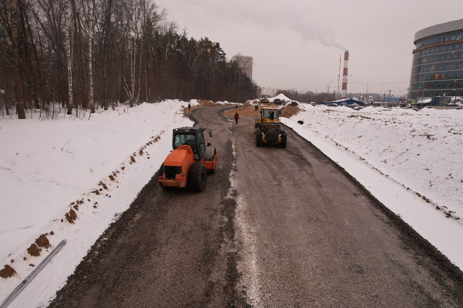 видео с коптера, красногорск, дороги, строительство,
