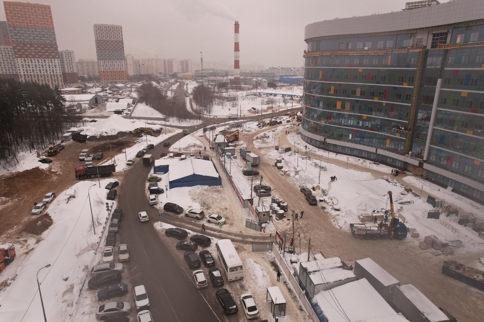 видео с коптера, красногорск, дороги, строительство,