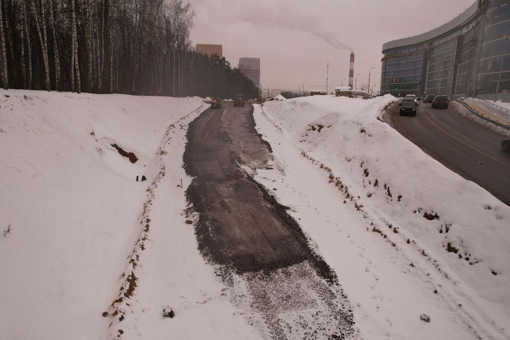 видео с коптера, красногорск, дороги, строительство,