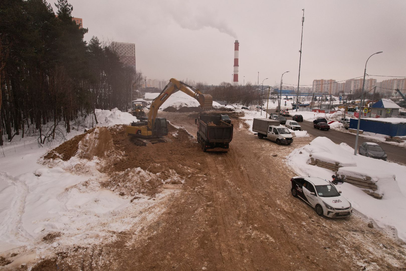 видео с коптера, красногорск, дороги, строительство,