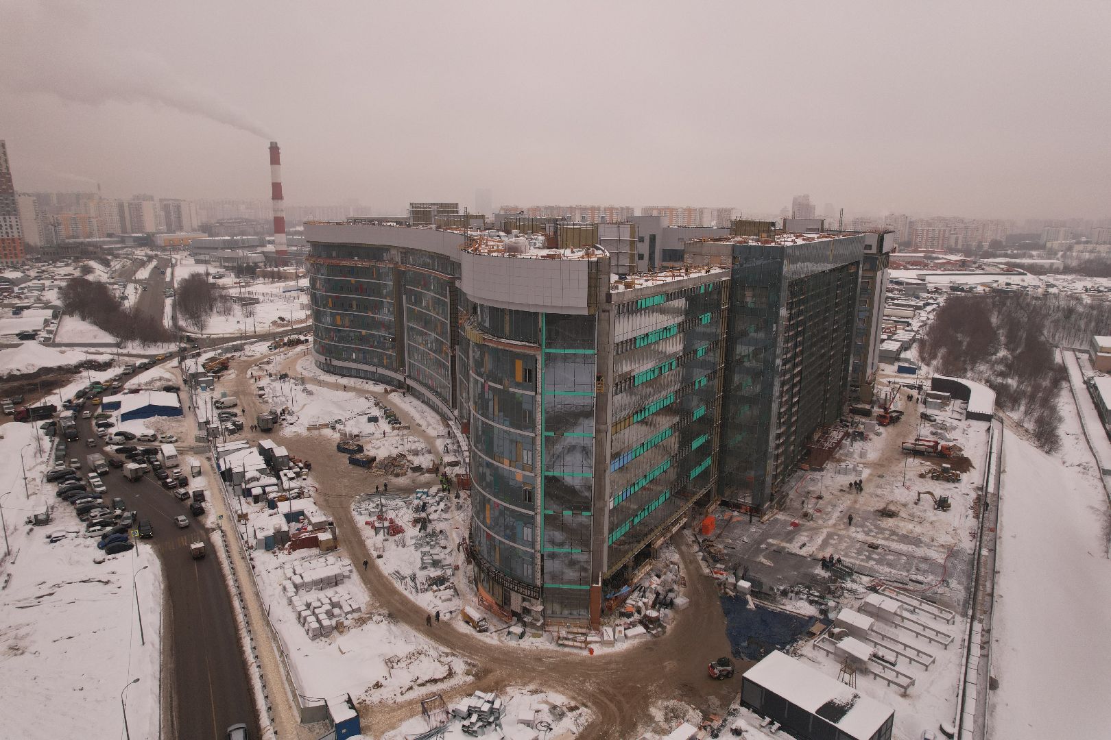 видео с коптера, красногорск, дороги, строительство,