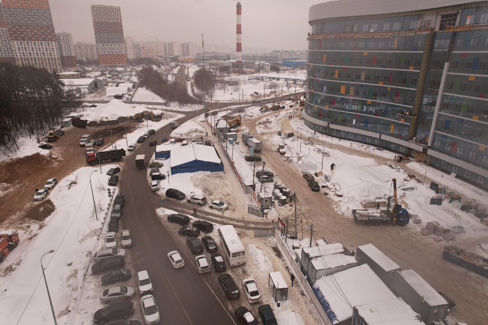 видео с коптера, красногорск, дороги, строительство,